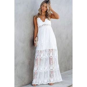 Plus Size ASPEN Boho White Lace Maxi Dress